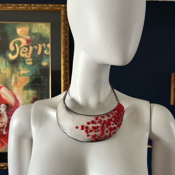 Handmade clay bib necklace - Picture 3 of 4